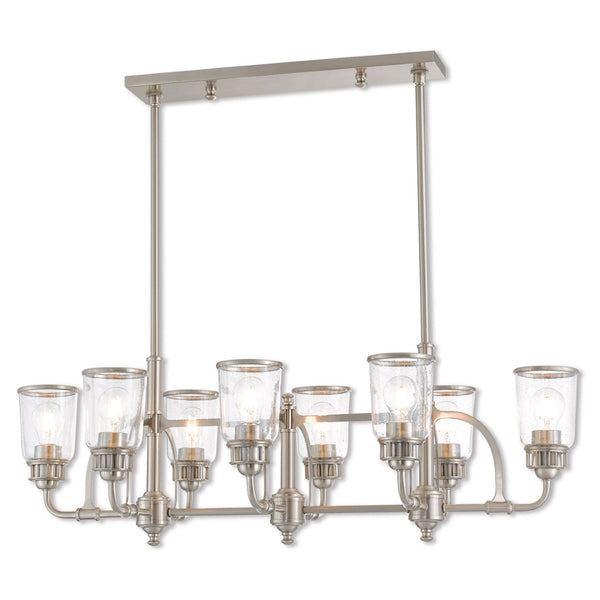 HomeRoots Eight Light Dimmable Chandelier - Modern Cylinder Shades, Adjustable Ambiance for Any Space 687135