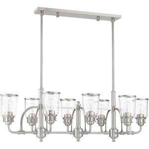 HomeRoots Eight Light Dimmable Chandelier - Modern Cylinder Shades, Adjustable Ambiance for Any Space 687135