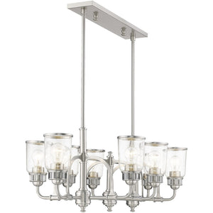 HomeRoots Eight Light Dimmable Chandelier - Modern Cylinder Shades, Adjustable Ambiance for Any Space 687135