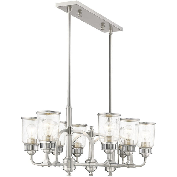 HomeRoots Eight Light Dimmable Chandelier - Modern Cylinder Shades, Adjustable Ambiance for Any Space 687135