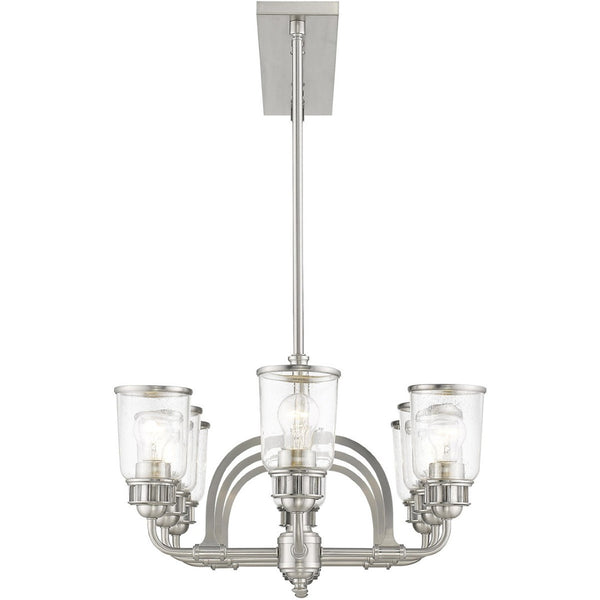 HomeRoots Eight Light Dimmable Chandelier - Modern Cylinder Shades, Adjustable Ambiance for Any Space 687135