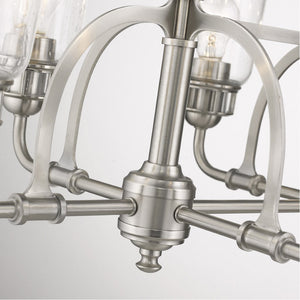 HomeRoots Eight Light Dimmable Chandelier - Modern Cylinder Shades, Adjustable Ambiance for Any Space 687135