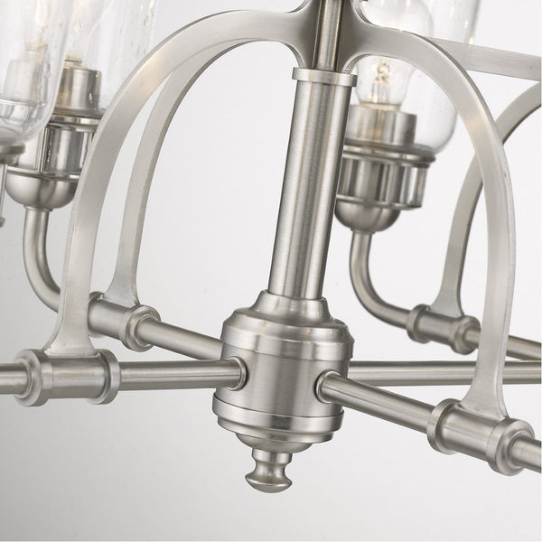 HomeRoots Eight Light Dimmable Chandelier - Modern Cylinder Shades, Adjustable Ambiance for Any Space 687135