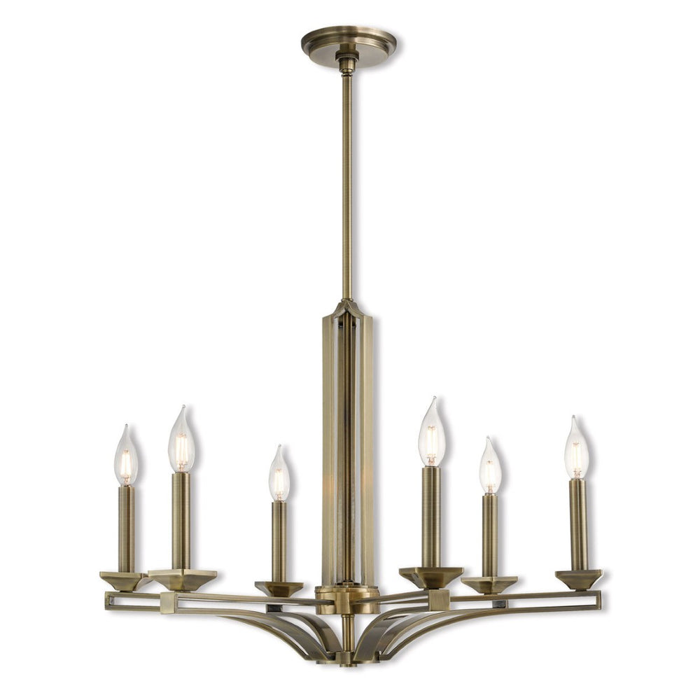 HomeRoots Six Light Dimmable Chandelier - Modern Steel Fixture with Cylinder Shades for Elegant Spaces 687136