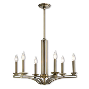 HomeRoots Six Light Dimmable Chandelier - Modern Steel Fixture with Cylinder Shades for Elegant Spaces 687136