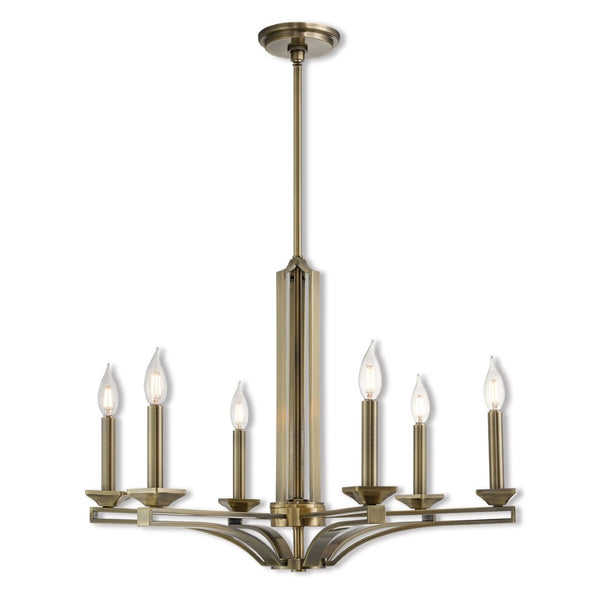 HomeRoots Six Light Dimmable Chandelier - Modern Steel Fixture with Cylinder Shades for Elegant Spaces 687136