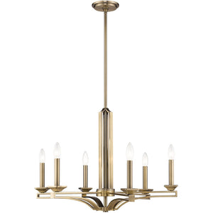 HomeRoots Six Light Dimmable Chandelier - Modern Steel Fixture with Cylinder Shades for Elegant Spaces 687136