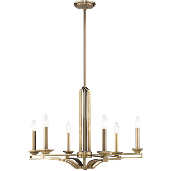 HomeRoots Six Light Dimmable Chandelier - Modern Steel Fixture with Cylinder Shades for Elegant Spaces 687136