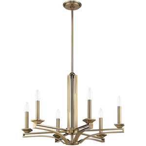 HomeRoots Six Light Dimmable Chandelier - Modern Steel Fixture with Cylinder Shades for Elegant Spaces 687136