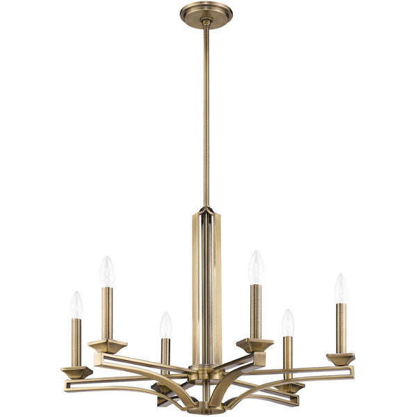 HomeRoots Six Light Dimmable Chandelier - Modern Steel Fixture with Cylinder Shades for Elegant Spaces 687136
