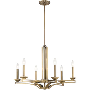 HomeRoots Six Light Dimmable Chandelier - Modern Steel Fixture with Cylinder Shades for Elegant Spaces 687136