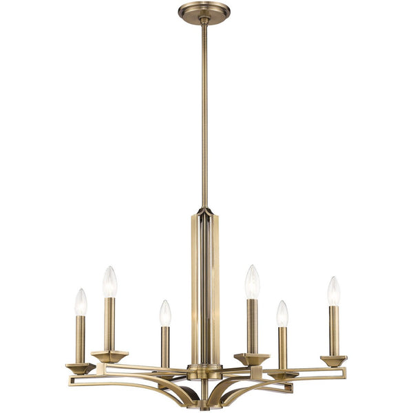 HomeRoots Six Light Dimmable Chandelier - Modern Steel Fixture with Cylinder Shades for Elegant Spaces 687136