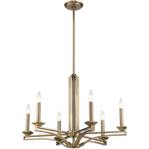 HomeRoots Six Light Dimmable Chandelier - Modern Steel Fixture with Cylinder Shades for Elegant Spaces 687136
