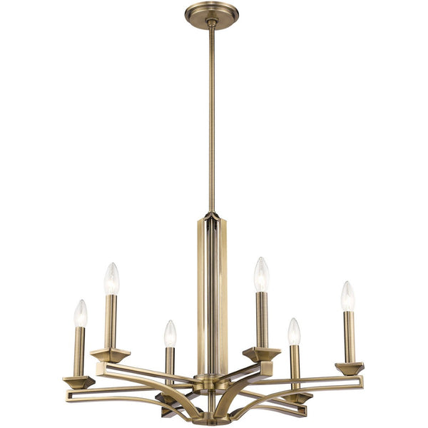 HomeRoots Six Light Dimmable Chandelier - Modern Steel Fixture with Cylinder Shades for Elegant Spaces 687136