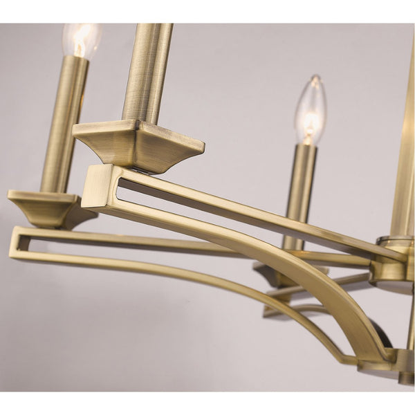 HomeRoots Six Light Dimmable Chandelier - Modern Steel Fixture with Cylinder Shades for Elegant Spaces 687136