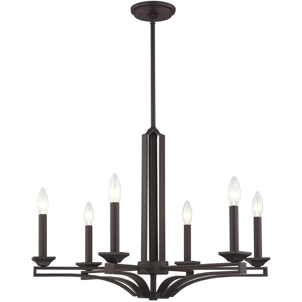 HomeRoots Bronze Six-Light Dimmable Chandelier with Soft Steel Shades for Elegant Ambiance in Any Space 687137