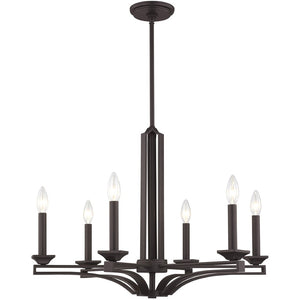 HomeRoots Bronze Six-Light Dimmable Chandelier with Soft Steel Shades for Elegant Ambiance in Any Space 687137