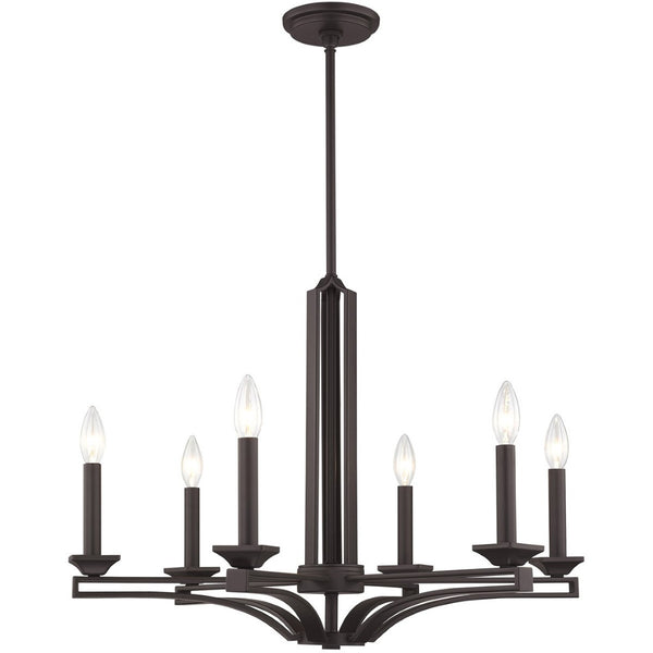 HomeRoots Bronze Six-Light Dimmable Chandelier with Soft Steel Shades for Elegant Ambiance in Any Space 687137