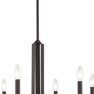 HomeRoots Bronze Six-Light Dimmable Chandelier with Soft Steel Shades for Elegant Ambiance in Any Space 687137