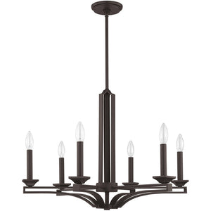 HomeRoots Bronze Six-Light Dimmable Chandelier with Soft Steel Shades for Elegant Ambiance in Any Space 687137