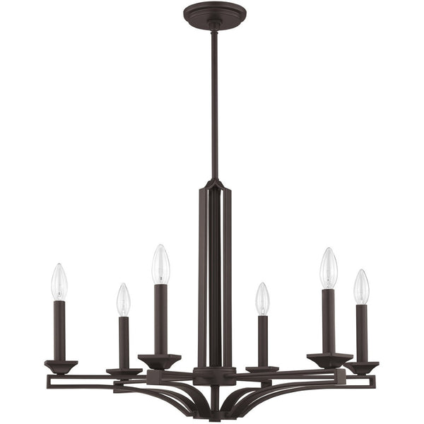HomeRoots Bronze Six-Light Dimmable Chandelier with Soft Steel Shades for Elegant Ambiance in Any Space 687137