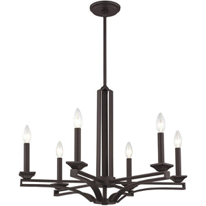 HomeRoots Bronze Six-Light Dimmable Chandelier with Soft Steel Shades for Elegant Ambiance in Any Space 687137
