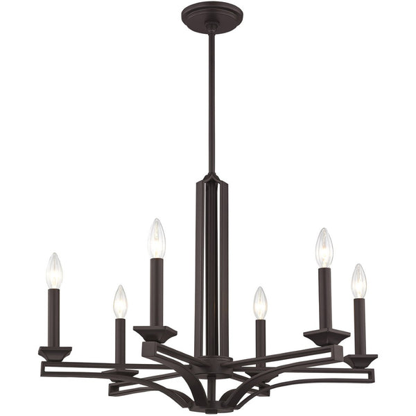 HomeRoots Bronze Six-Light Dimmable Chandelier with Soft Steel Shades for Elegant Ambiance in Any Space 687137