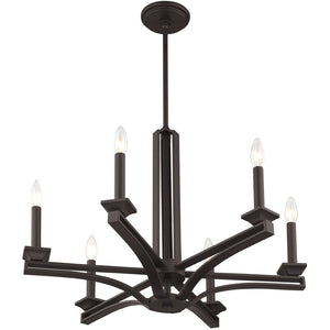 HomeRoots Bronze Six-Light Dimmable Chandelier with Soft Steel Shades for Elegant Ambiance in Any Space 687137