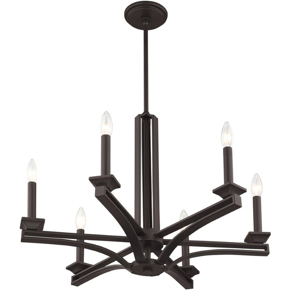 HomeRoots Bronze Six-Light Dimmable Chandelier with Soft Steel Shades for Elegant Ambiance in Any Space 687137