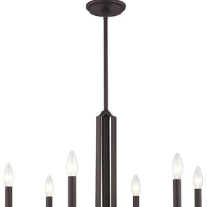 HomeRoots Bronze Six-Light Dimmable Chandelier with Soft Steel Shades for Elegant Ambiance in Any Space 687137