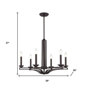 HomeRoots Bronze Six-Light Dimmable Chandelier with Soft Steel Shades for Elegant Ambiance in Any Space 687137