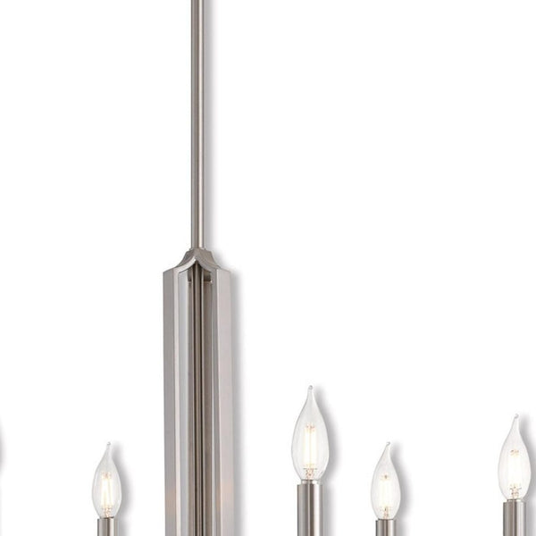 HomeRoots Six Light Dimmable Chandelier - Modern Cylindrical Shades, Perfect for Any Space, Adjustable Brightness 687138