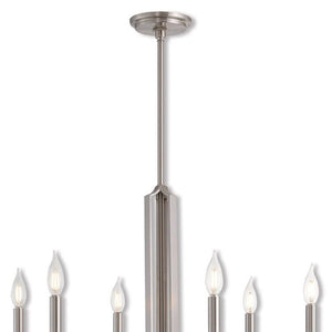 HomeRoots Six Light Dimmable Chandelier - Modern Cylindrical Shades, Perfect for Any Space, Adjustable Brightness 687138