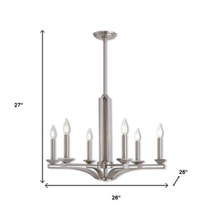 HomeRoots Six Light Dimmable Chandelier - Modern Cylindrical Shades, Perfect for Any Space, Adjustable Brightness 687138