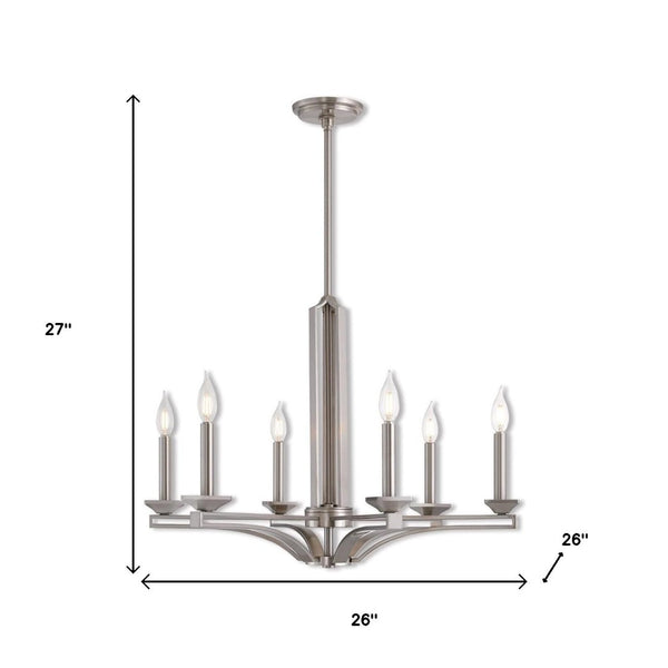 HomeRoots Six Light Dimmable Chandelier - Modern Cylindrical Shades, Perfect for Any Space, Adjustable Brightness 687138