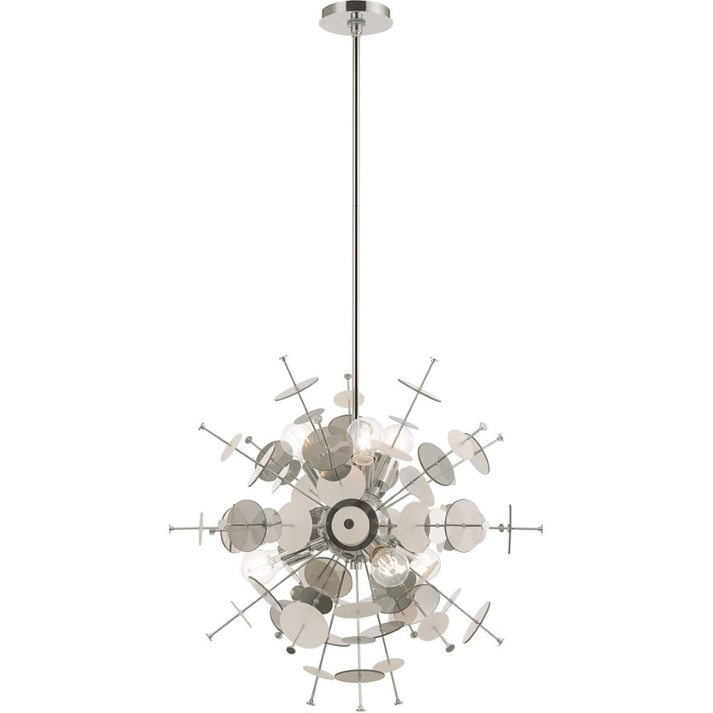 HomeRoots Six Light Dimmable Chandelier - Modern Elegance with Cylindrical Shades for Any Room Ambiance 687139