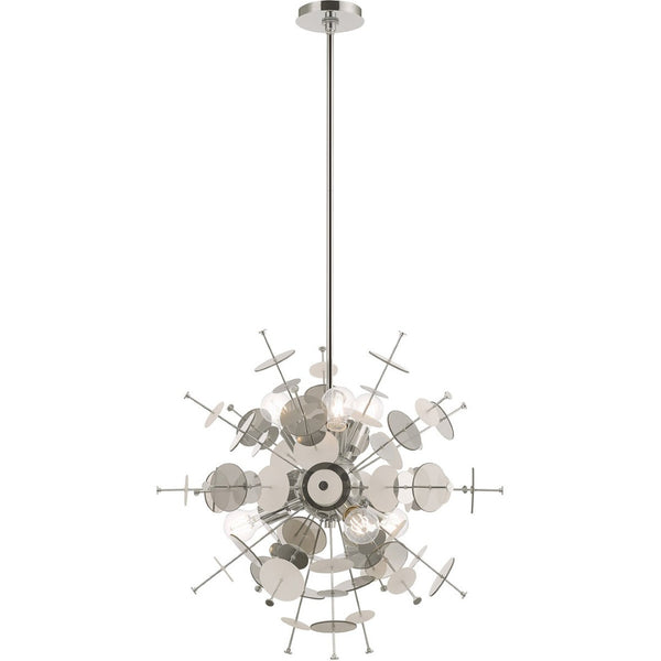 HomeRoots Six Light Dimmable Chandelier - Modern Elegance with Cylindrical Shades for Any Room Ambiance 687139