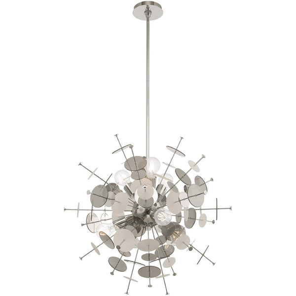 HomeRoots Six Light Dimmable Chandelier - Modern Elegance with Cylindrical Shades for Any Room Ambiance 687139