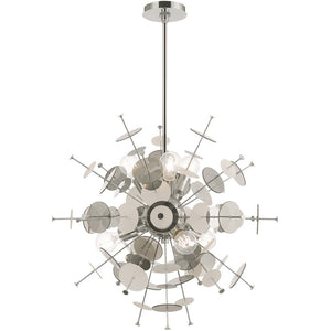 HomeRoots Six Light Dimmable Chandelier - Modern Elegance with Cylindrical Shades for Any Room Ambiance 687139