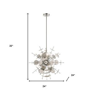 HomeRoots Six Light Dimmable Chandelier - Modern Elegance with Cylindrical Shades for Any Room Ambiance 687139