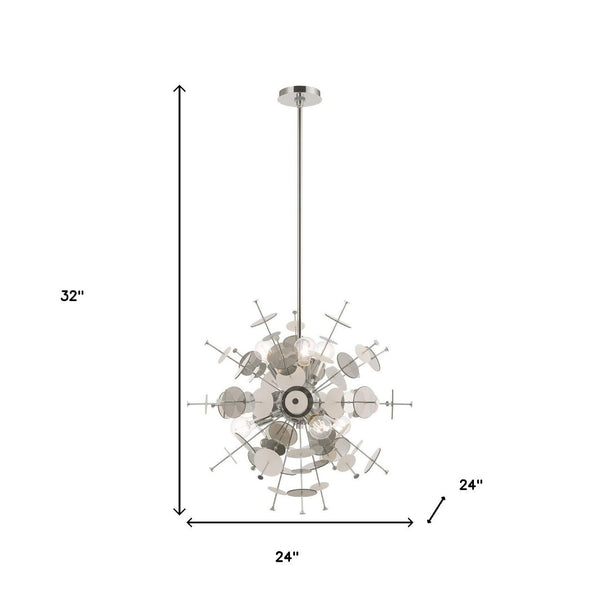 HomeRoots Six Light Dimmable Chandelier - Modern Elegance with Cylindrical Shades for Any Room Ambiance 687139