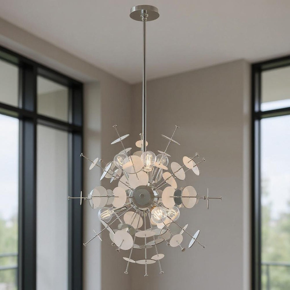 HomeRoots Six Light Dimmable Chandelier - Modern Elegance with Cylindrical Shades for Any Room Ambiance 687139