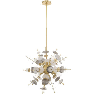 HomeRoots Six Light Dimmable Chandelier with Stylish Cylinder Shades – Perfect for Modern Spaces & Ambiance 687140