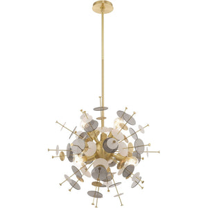 HomeRoots Six Light Dimmable Chandelier with Stylish Cylinder Shades – Perfect for Modern Spaces & Ambiance 687140