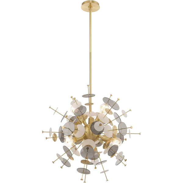HomeRoots Six Light Dimmable Chandelier with Stylish Cylinder Shades – Perfect for Modern Spaces & Ambiance 687140