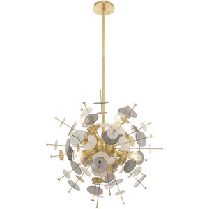 HomeRoots Six Light Dimmable Chandelier with Stylish Cylinder Shades – Perfect for Modern Spaces & Ambiance 687140