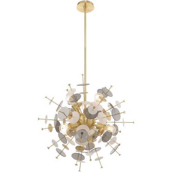 HomeRoots Six Light Dimmable Chandelier with Stylish Cylinder Shades – Perfect for Modern Spaces & Ambiance 687140