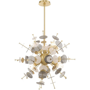 HomeRoots Six Light Dimmable Chandelier with Stylish Cylinder Shades – Perfect for Modern Spaces & Ambiance 687140