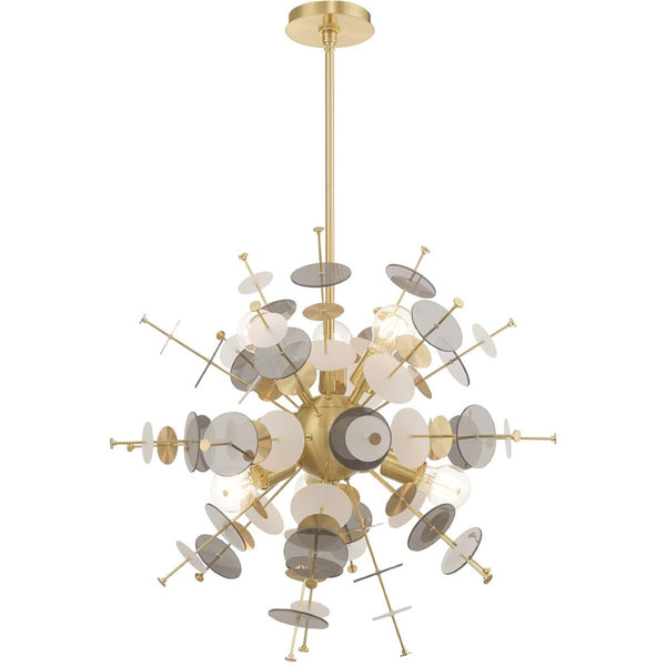 HomeRoots Six Light Dimmable Chandelier with Stylish Cylinder Shades – Perfect for Modern Spaces & Ambiance 687140