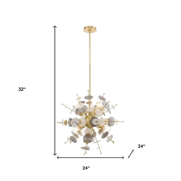 HomeRoots Six Light Dimmable Chandelier with Stylish Cylinder Shades – Perfect for Modern Spaces & Ambiance 687140